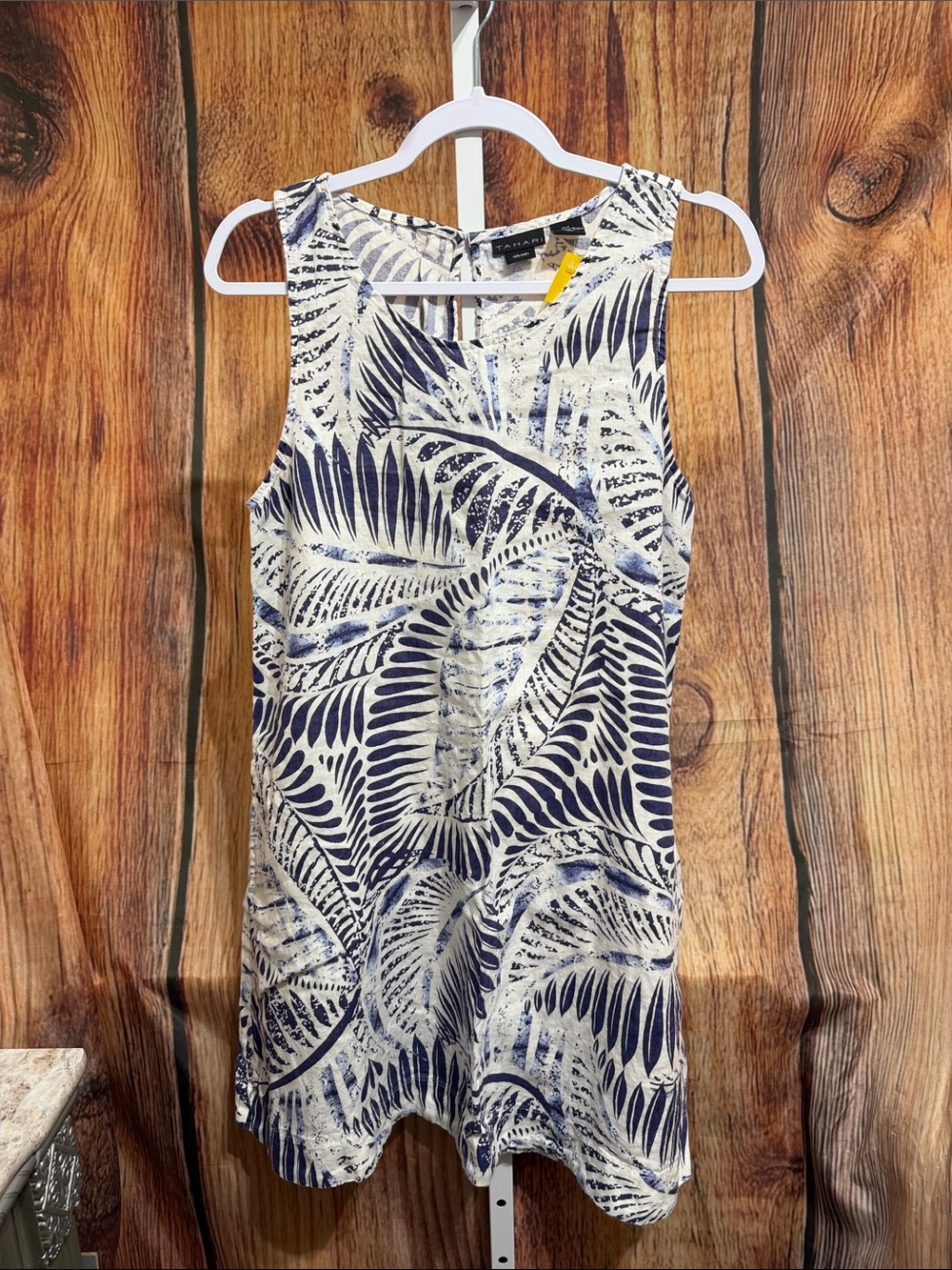 Tahari 100% Linen Sleeveless A-line Dress Size M